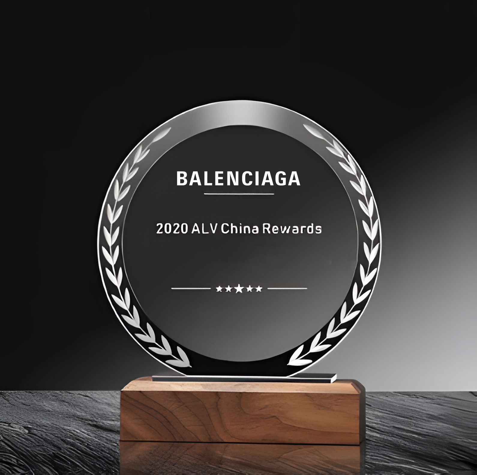 Solid Wood Crystal Trophy