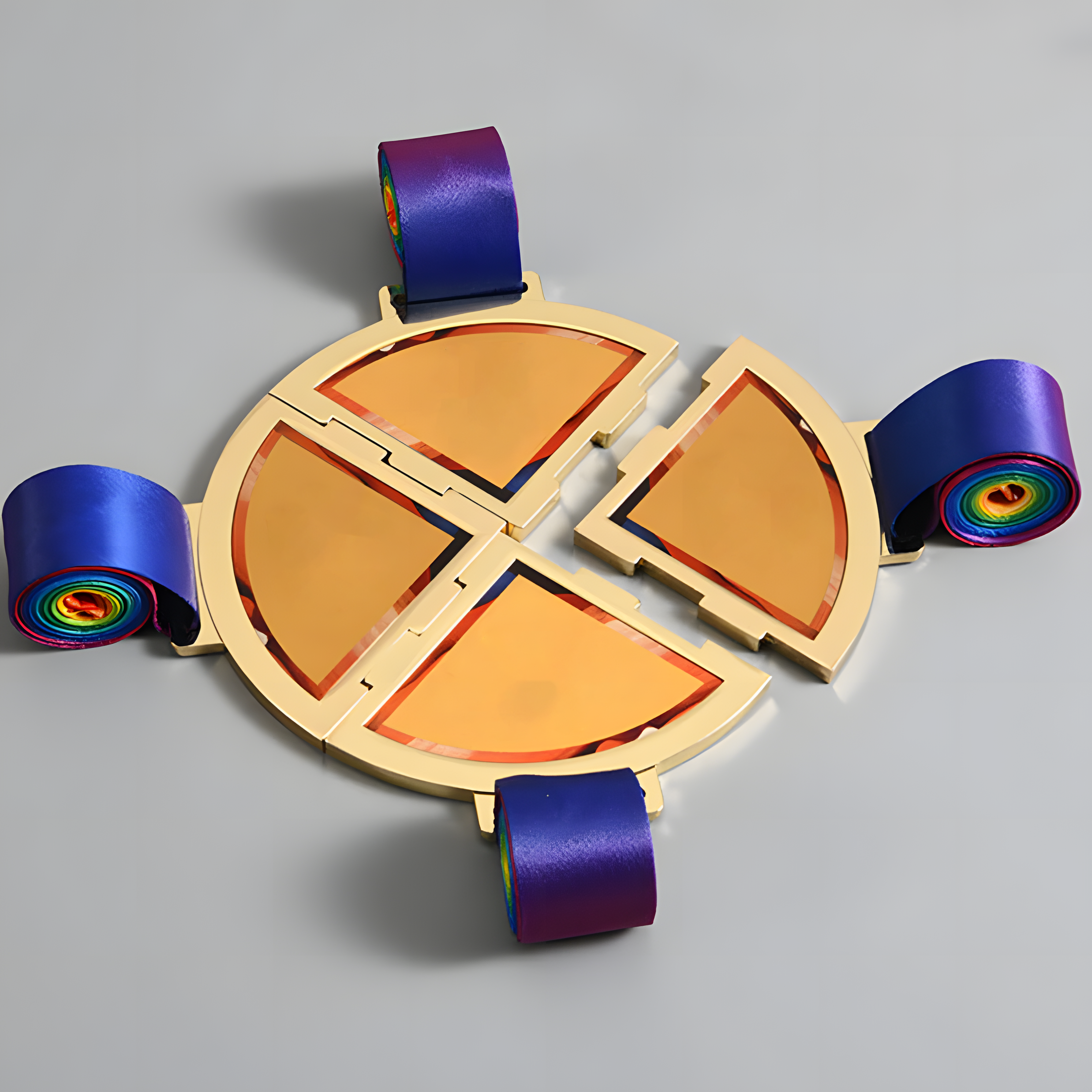 Four-in-one spliced metal medal