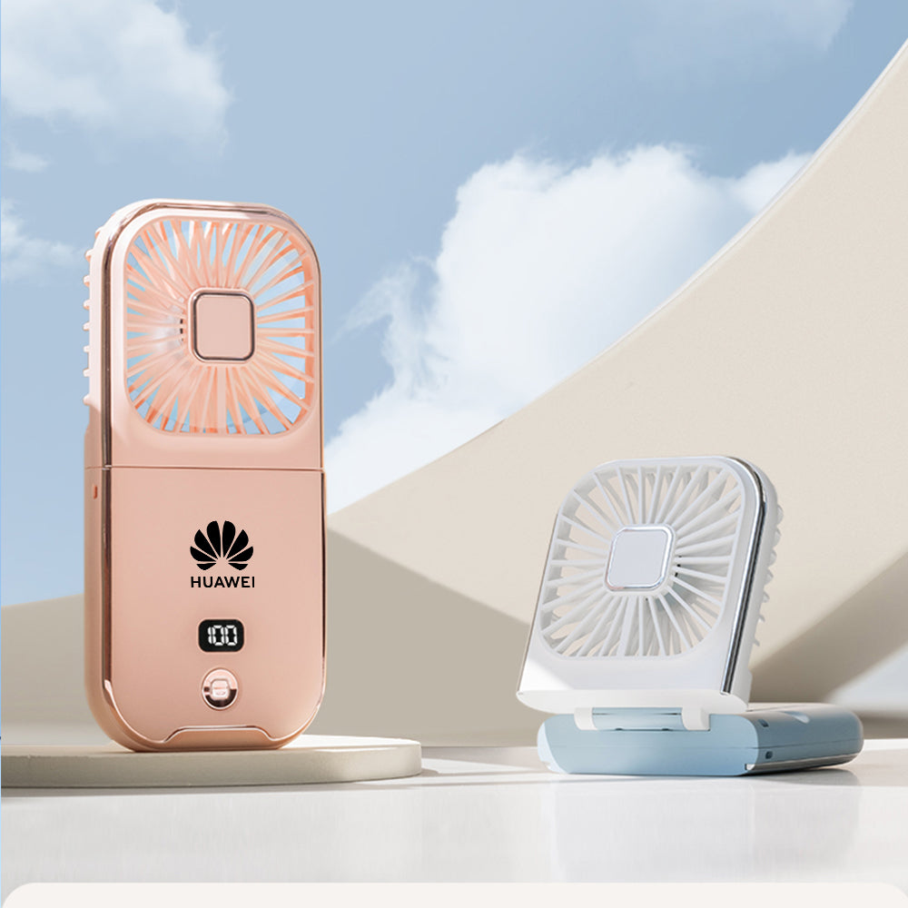 Neck Hanging Foldable Fan with LED Battery Display